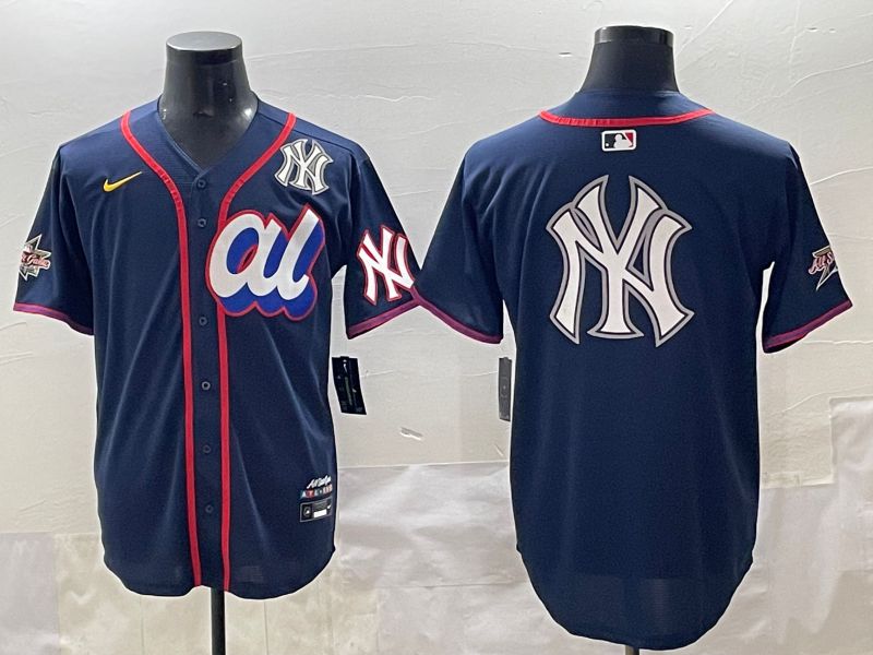 Men 2025 New York Yankees Blank Drak Blue All star Blank Blue Nike MLB Jersey style 15->new york yankees->MLB Jersey